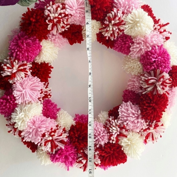 Handmade Pink Pom Pom Wreath - Picture 4 of 4
